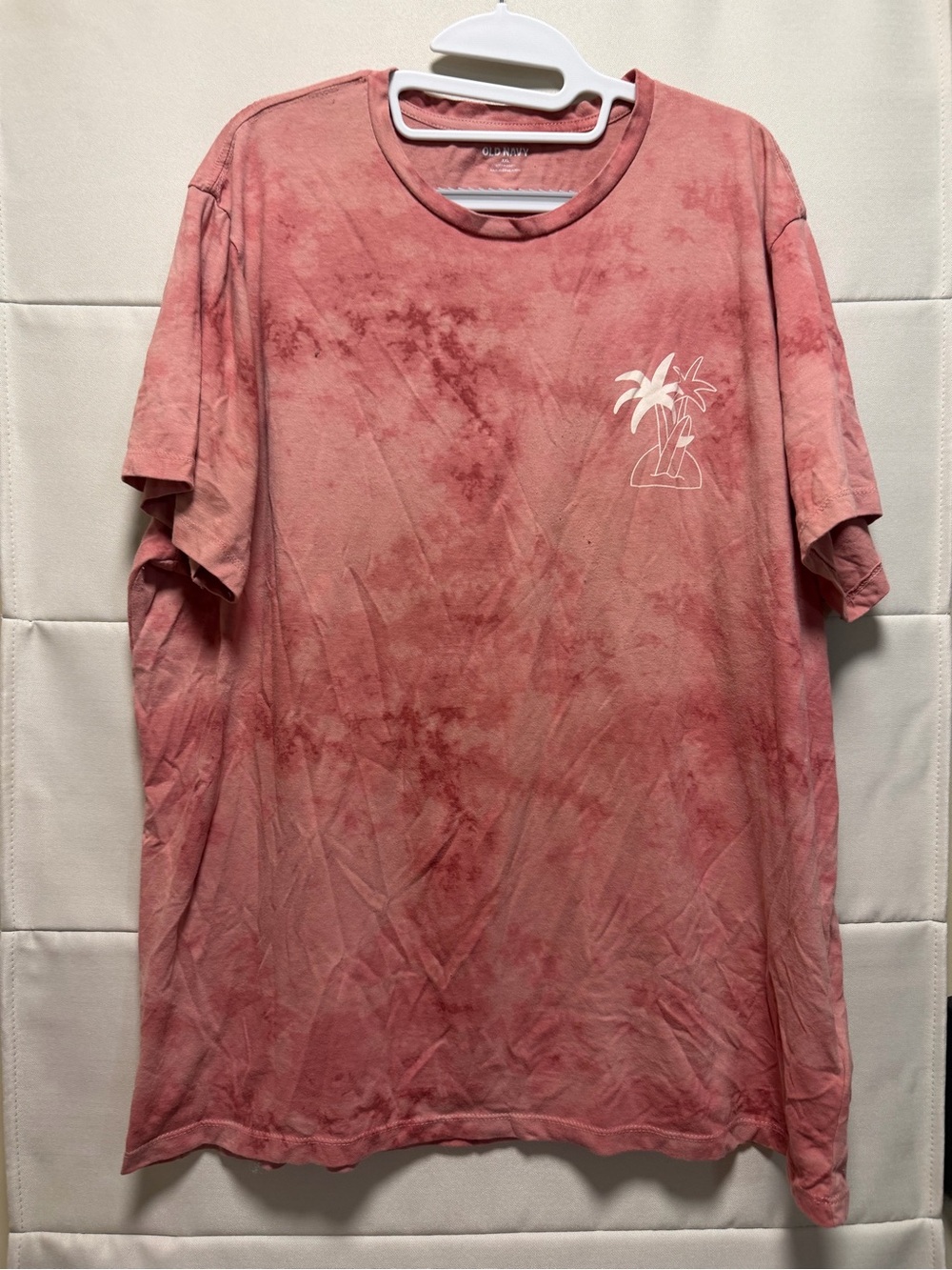 Old Navy Soft-Washed Graphic Tee XXL 2XL Pink Palm Waves Unisex